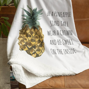 Couverture Sherpa Aquarelle moderne ananas et citation amusante posi