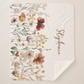 Couverture Sherpa Aquarelle monogramme Fleur sauvage Joli Floral (Devant)