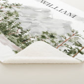 Couverture Sherpa Aquarelle monogramme Montagne et forêt (3/4)