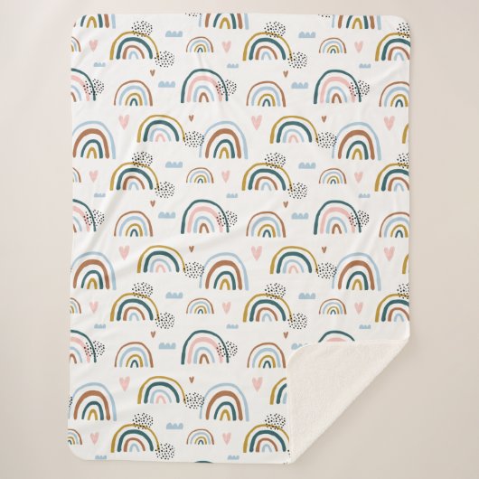 Couverture Sherpa Aquarelle Motif arc-en-ciel Sherpa Blanket (Devant)
