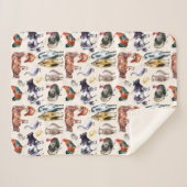 Couverture Sherpa Aquarelle motif des animaux de ferme (Devant (Horizontal))