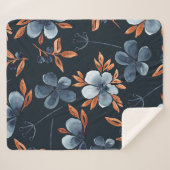 Couverture Sherpa Aquarelle motif floral transparent avec indigo flo (Devant (Horizontal))