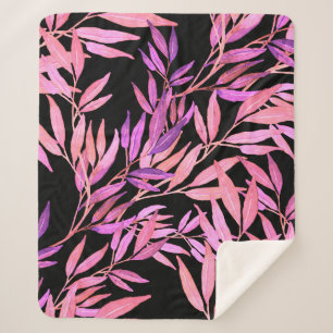 Couverture Sherpa Aquarelle motif sans couture avec feuilles. Bright