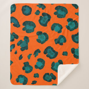 Couverture Sherpa Aquarelle motif sans couture avec peau de léopard.