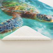 Couverture Sherpa Aquarelle Natation Tortue de mer (3/4)