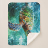 Couverture Sherpa Aquarelle Natation Tortue de mer (Devant)