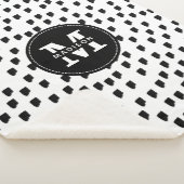 Couverture Sherpa Aquarelle noire et blanche Pinceau Monogramme (3/4)