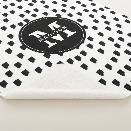 Couverture Sherpa Aquarelle noire et blanche Pinceau Monogramme (3/4)