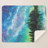 Couverture Sherpa Aquarelle nuit paysage Voie Lactée (Devant (Horizontal))