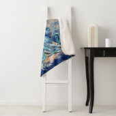 Couverture Sherpa Aquarelle octopus vie marine or orange (En situation)