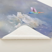 Couverture Sherpa Aquarelle Oiseau de jardin blanc colibri (3/4)