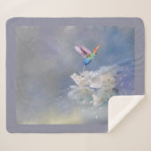 Couverture Sherpa Aquarelle Oiseau de jardin blanc colibri (Devant (Horizontal))