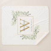 Couverture Sherpa Aquarelle or Monogramme Floral (Devant (Horizontal))