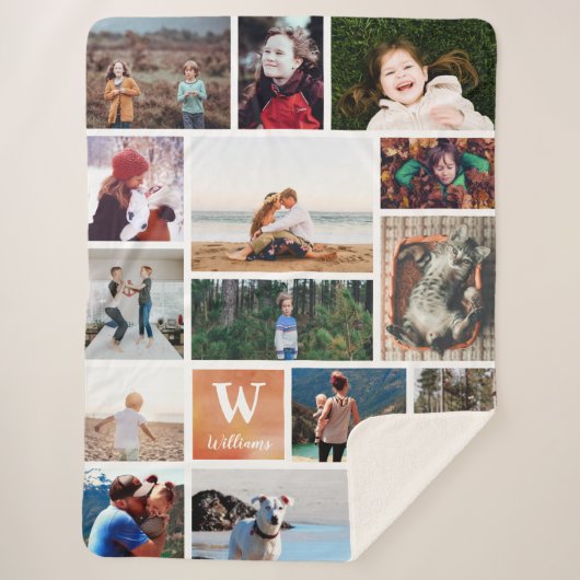 Couverture Sherpa Aquarelle orange Grand Collage photo (Devant)