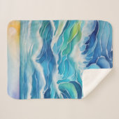 Couverture Sherpa Aquarelle peinture des vagues bleues (Devant (Horizontal))