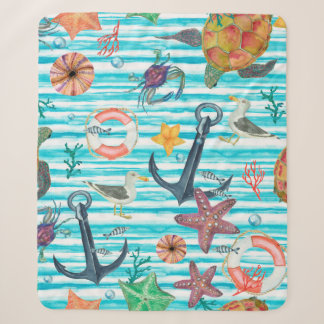 Couverture Sherpa Aquarelle peinture sans couture motif avec tortues
