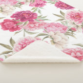 Couverture Sherpa Aquarelle Peoné rose : Élégance florale (3/4)