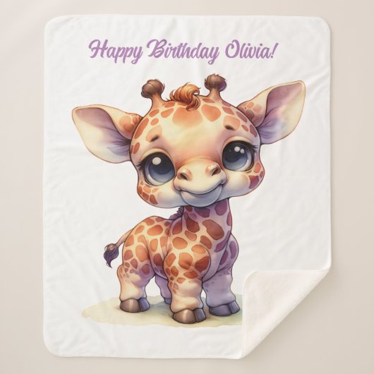 Couverture Sherpa Aquarelle petite girafe (Devant)