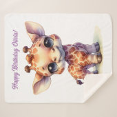 Couverture Sherpa Aquarelle petite girafe (Devant (Horizontal))