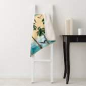 Couverture Sherpa Aquarelle plage de texture transparente. Palmiers, (En situation)