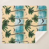 Couverture Sherpa Aquarelle plage de texture transparente. Palmiers, (Devant (Horizontal))