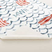 Couverture Sherpa Aquarelle poisson rouge et bleu monogramme (3/4)