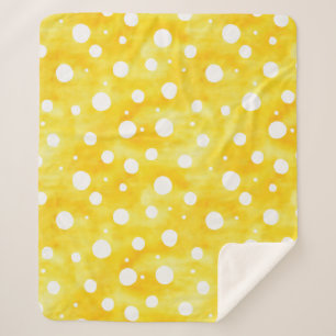 Couverture Sherpa Aquarelle Polka Dot - Terre Jaune et Blanc (2)
