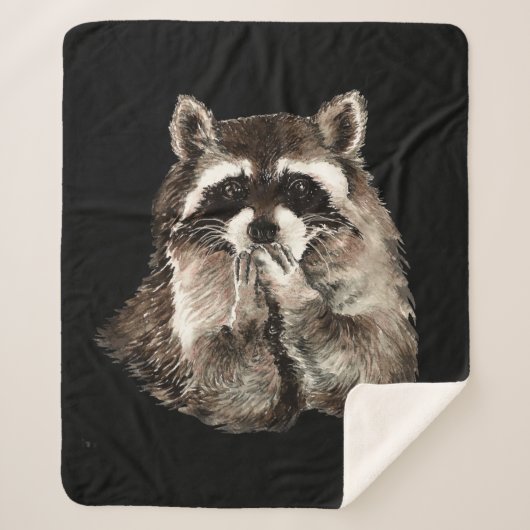 Couverture Sherpa Aquarelle Raccoon Baisers Baisers Amusant Animal A (Devant)