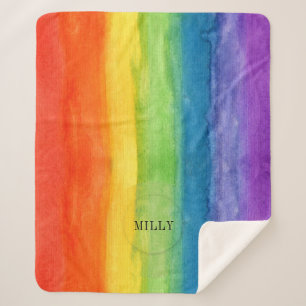 Couverture Sherpa Aquarelle Rainbow Modern Custom