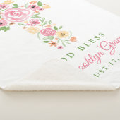 Couverture Sherpa Aquarelle rose Croix Baptême / Christening (3/4)