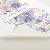 Couverture Sherpa Aquarelle rose et violet florale personnalisée (3/4)