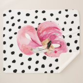 Couverture Sherpa Aquarelle rose exotique moderne Flamant rose & poi (Devant (Horizontal))