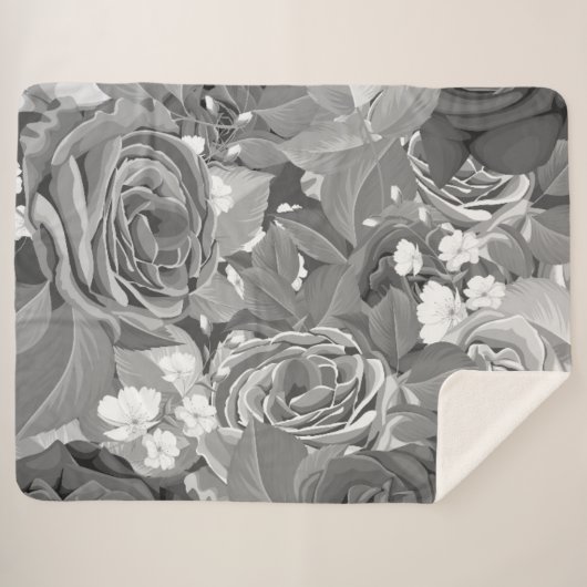 Couverture Sherpa Aquarelle Roses 39 (Devant (Horizontal))