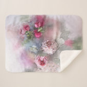 Couverture Sherpa Aquarelle Roses Fleurs Modèle Floral moderne (Devant (Horizontal))
