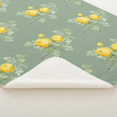 Couverture Sherpa Aquarelle Roses Jaunes Jardin Fleur Motif Art (3/4)