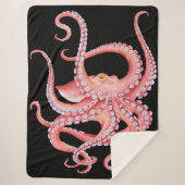 Couverture Sherpa Aquarelle rouge octopique en noir (Devant)