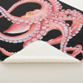 Couverture Sherpa Aquarelle rouge octopique en noir (3/4)
