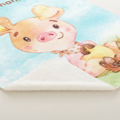 Couverture Sherpa Aquarelle rouge petit cochon (3/4)