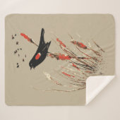 Couverture Sherpa Aquarelle Roussettes à ailes rouges (Devant (Horizontal))