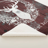 Couverture Sherpa Aquarelle rustique renne blanc | Red (3/4)
