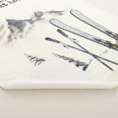 Couverture Sherpa Aquarelle rustique Ski neige montagne hiver (3/4)