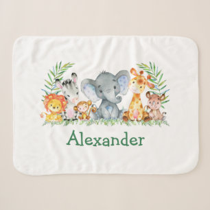 Couverture Sherpa Aquarelle Safari bébé animal bébé éléphant