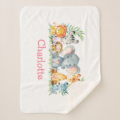 Couverture Sherpa Aquarelle Safari bébé animaux éléphant (Devant)