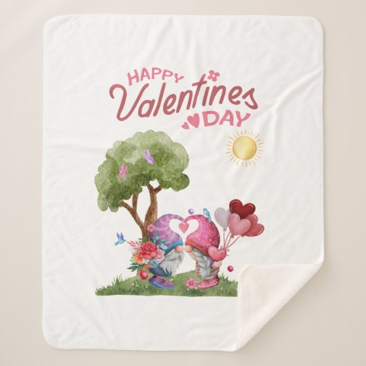 Couverture Sherpa Aquarelle Saint Valentin Gnome Couple (Devant)