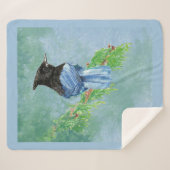 Couverture Sherpa Aquarelle Stellar Jay Oiseau Art de la faune (Devant (Horizontal))