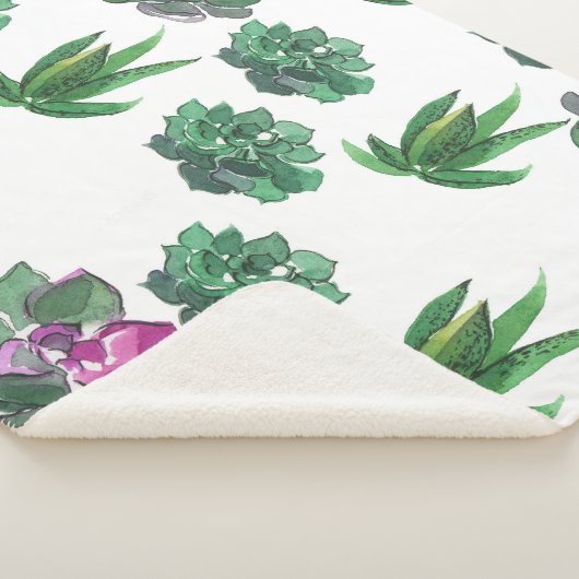Couverture Sherpa Aquarelle Succulente Conception Motif transparente (3/4)