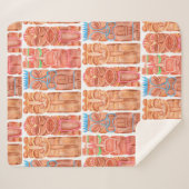 Couverture Sherpa Aquarelle tiki hawaii totem sans couture motif (Devant (Horizontal))