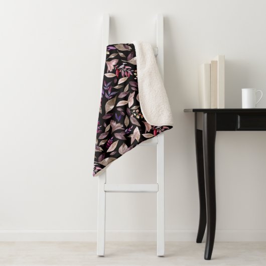 Couverture Sherpa Aquarelle tombée feuille (En situation)