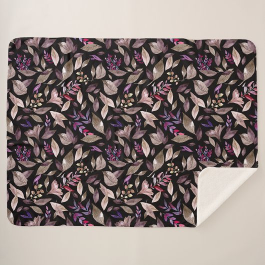 Couverture Sherpa Aquarelle tombée feuille (Devant (Horizontal))