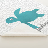 Couverture Sherpa Aquarelle Tortue marine Shibori Wave (3/4)